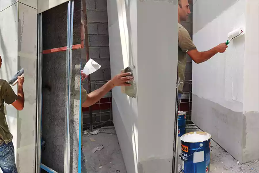 مراحل رنگ آمیزی نمای سمنت برد و سطوح بتنی